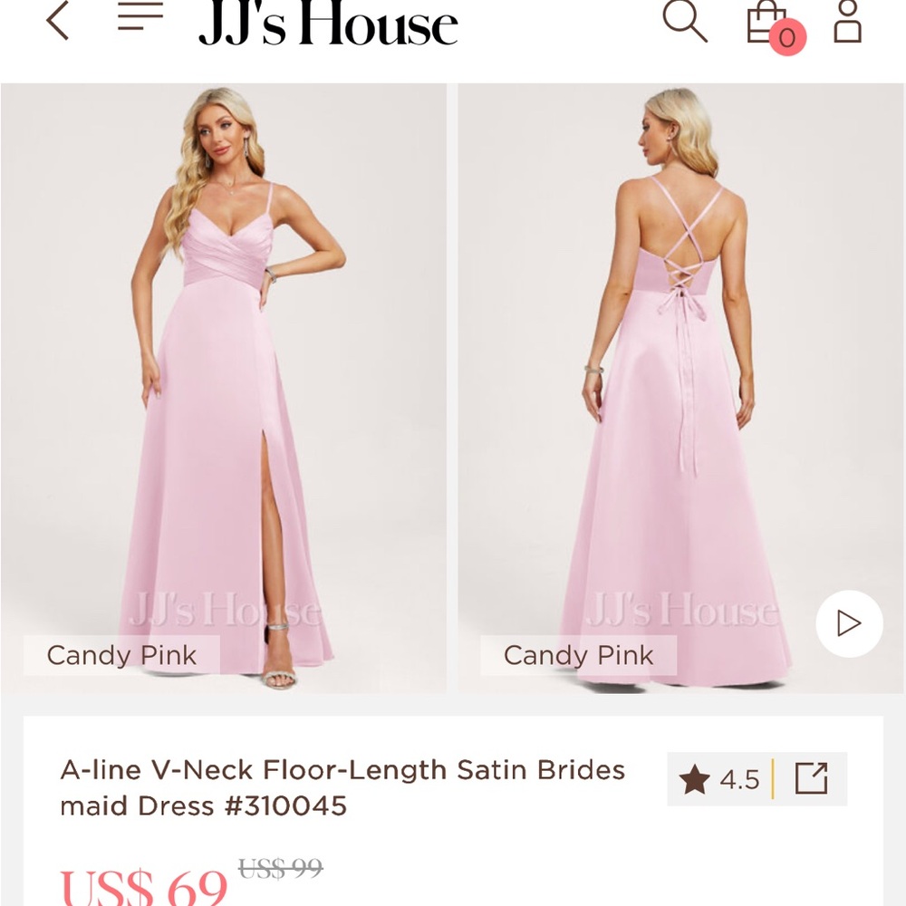 JJs House Candy Pink Satin Bridesmaids Dress